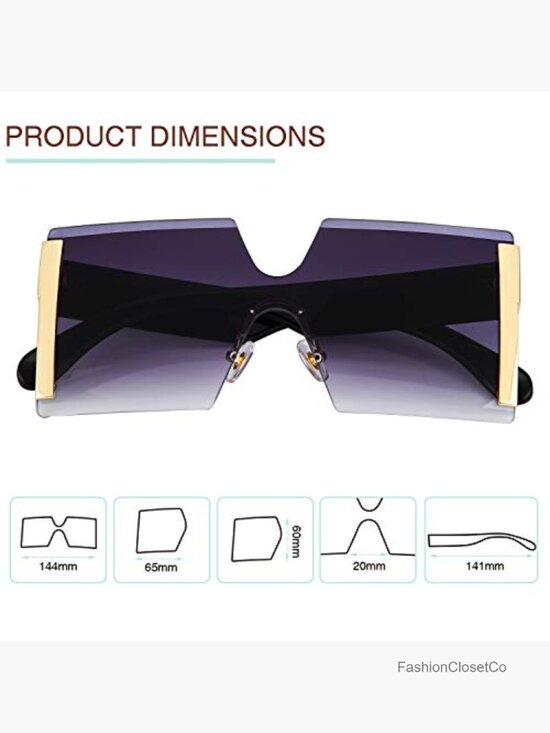3 Pairs Oversized Square Rimless Sunglasses for Women main image 5